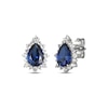 Thumbnail Image 1 of Pear-Shaped Blue Lab-Created Sapphire & White Lab-Created Sapphire Earrings Sterling Silver