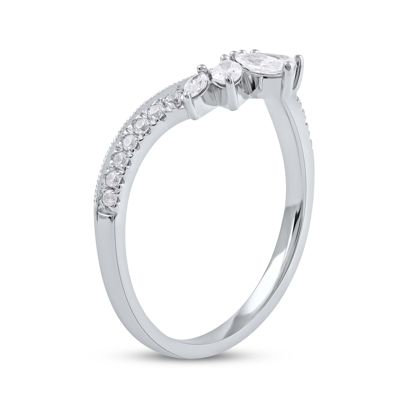 Main Image 2 of Marquise & Round-Cut Diamond Contoured Anniversary Band 1/3 ct tw 14K White Gold