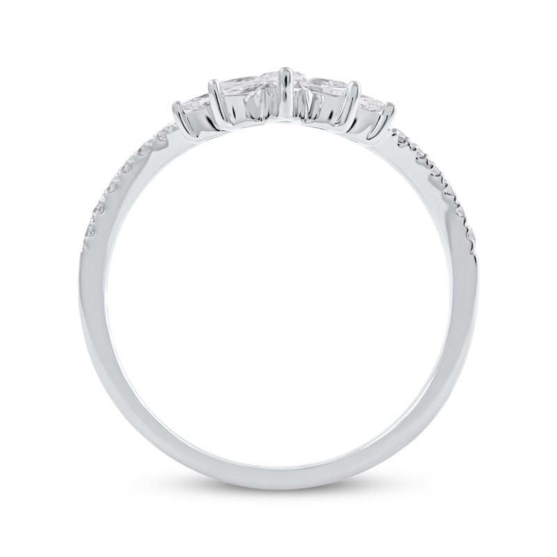 Main Image 3 of Marquise & Round-Cut Diamond Contoured Anniversary Band 1/3 ct tw 14K White Gold