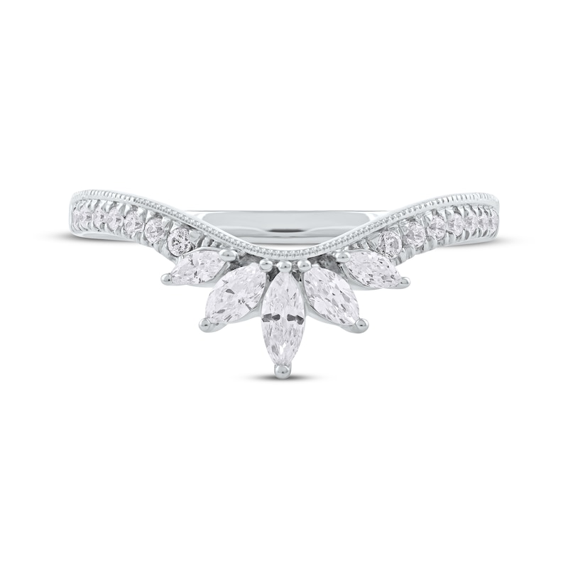 Main Image 4 of Marquise & Round-Cut Diamond Contoured Anniversary Band 1/3 ct tw 14K White Gold