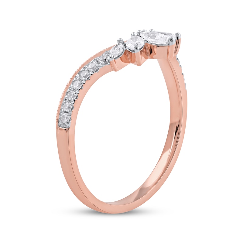 Main Image 2 of Marquise & Round-Cut Diamond Contoured Anniversary Band 1/3 ct tw 14K Rose Gold