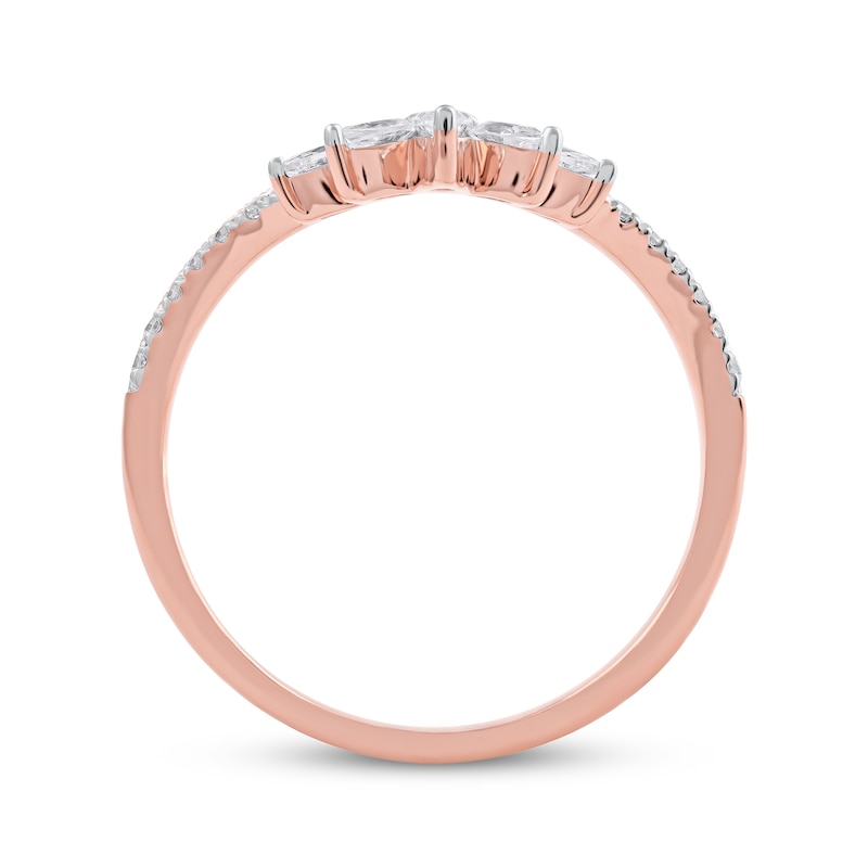 Main Image 3 of Marquise & Round-Cut Diamond Contoured Anniversary Band 1/3 ct tw 14K Rose Gold