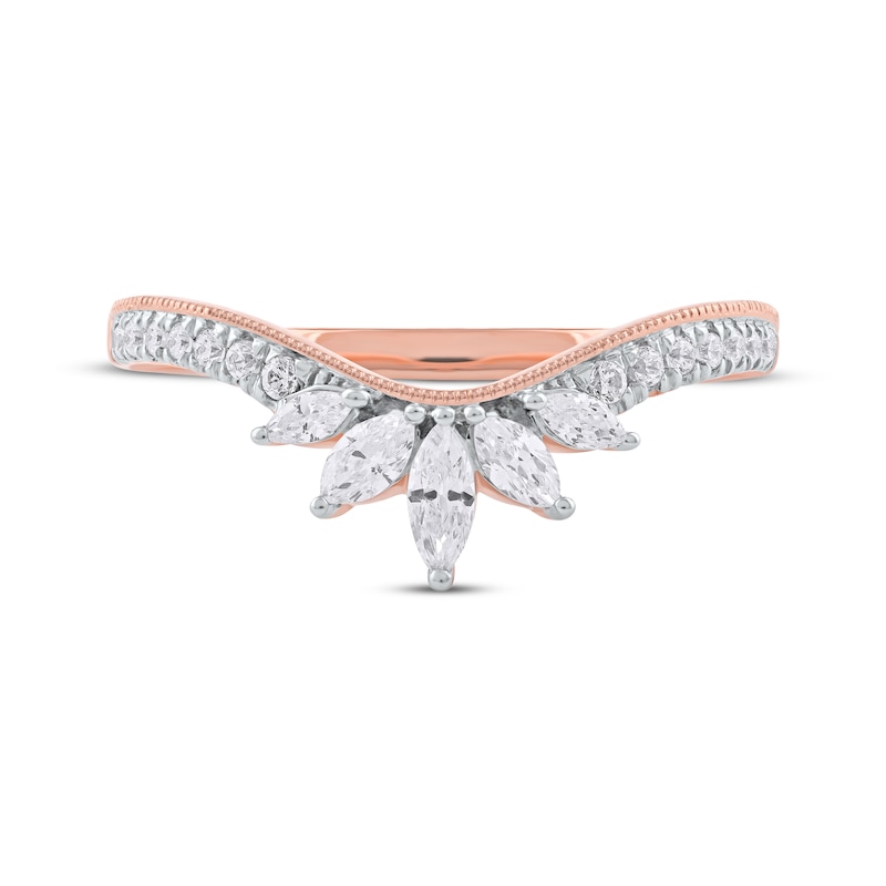 Main Image 4 of Marquise & Round-Cut Diamond Contoured Anniversary Band 1/3 ct tw 14K Rose Gold