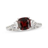 Thumbnail Image 1 of Cushion-Cut Garnet & White Lab-Created Sapphire Ring Sterling Silver