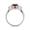 Thumbnail Image 2 of Cushion-Cut Garnet & White Lab-Created Sapphire Ring Sterling Silver