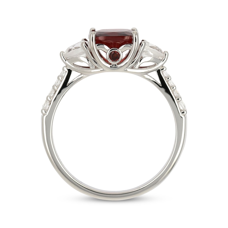 Main Image 2 of Cushion-Cut Garnet & White Lab-Created Sapphire Ring Sterling Silver