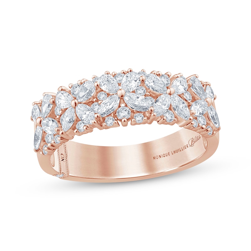 Main Image 1 of Monique Lhuillier Bliss Pear-Shaped, Marquise & Round-Cut Diamond Anniversary Ring 1 ct tw 18K Rose Gold