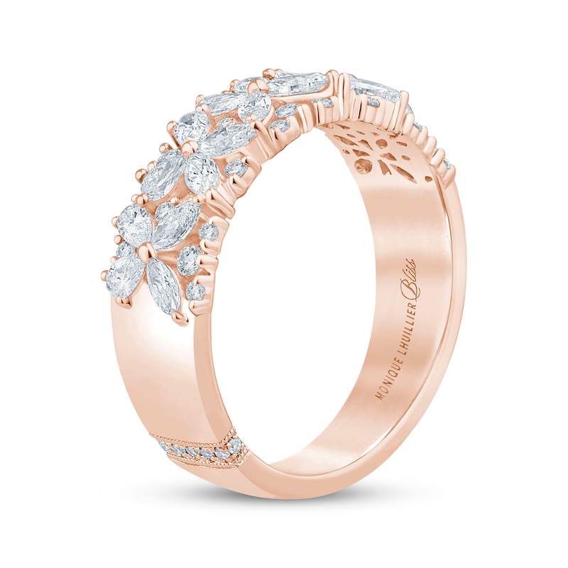 Main Image 2 of Monique Lhuillier Bliss Pear-Shaped, Marquise & Round-Cut Diamond Anniversary Ring 1 ct tw 18K Rose Gold