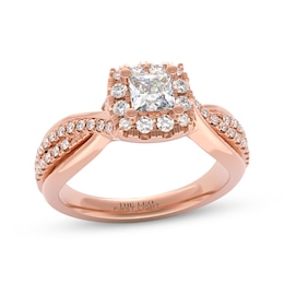 THE LEO First Light Diamond Princess-Cut Halo Engagement Ring 3/4 ct tw 14K Rose Gold