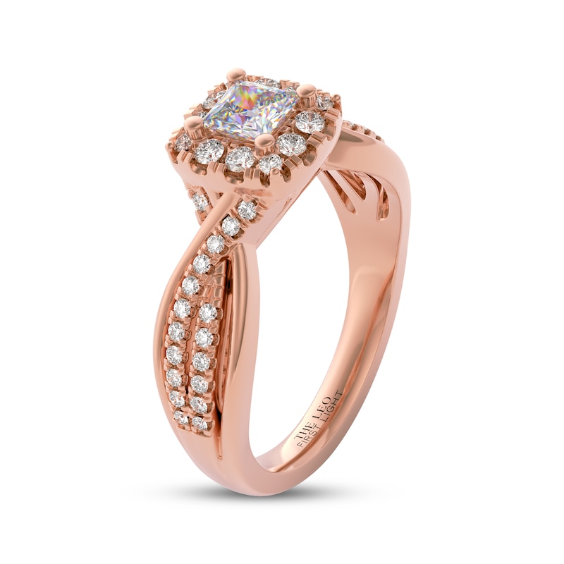 Main Image 2 of THE LEO First Light Diamond Princess-Cut Halo Engagement Ring 3/4 ct tw 14K Rose Gold