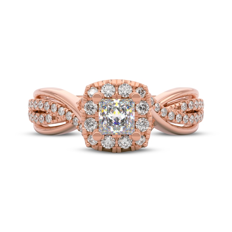 Main Image 3 of THE LEO First Light Diamond Princess-Cut Halo Engagement Ring 3/4 ct tw 14K Rose Gold