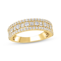 Baguette & Round-Cut Diamond Anniversary Band 1 ct tw 14K Yellow Gold