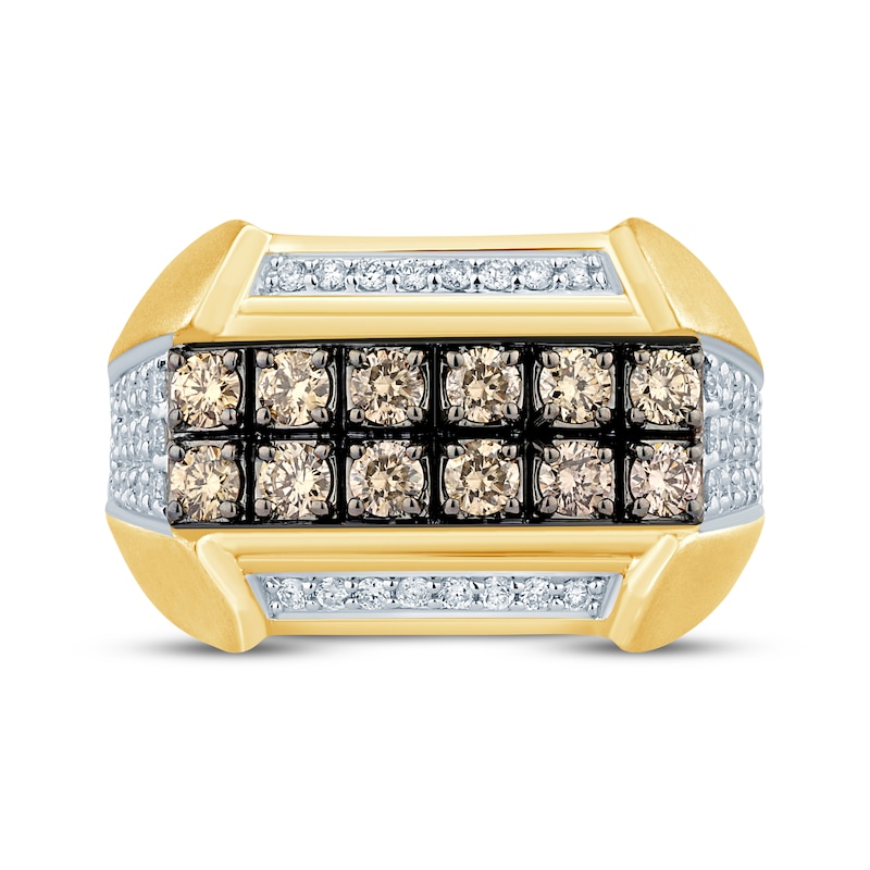 Main Image 3 of Men's Brown & White Diamond Ring 1-1/2 ct tw 10K Yellow Gold