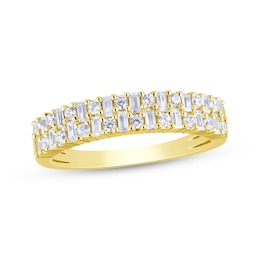 Baguette & Round-Cut Diamond Anniversary Band 1/2 ct tw 14K Yellow Gold