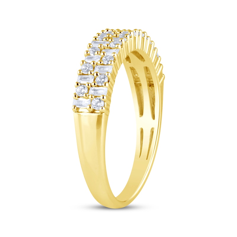 Main Image 2 of Baguette & Round-Cut Diamond Anniversary Band 1/2 ct tw 14K Yellow Gold