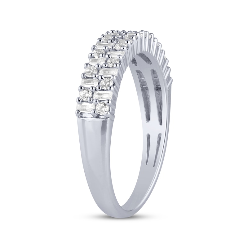 Main Image 2 of Baguette & Round-Cut Diamond Anniversary Band 1/2 ct tw 14K White Gold