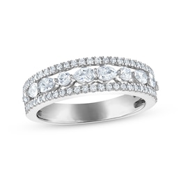 Now + Forever Pear-Shaped & Round-Cut Diamond Anniversary Band 3/4 ct tw 14K White Gold