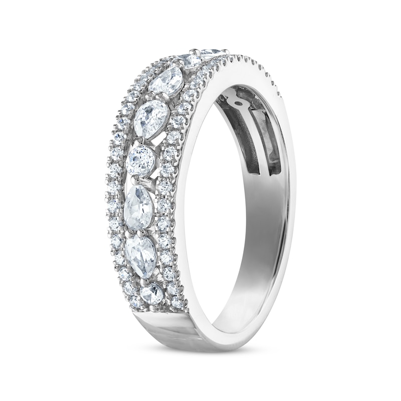 Main Image 2 of Pear-Shaped & Round-Cut Diamond Anniversary Band 3/4 ct tw  14K White Gold