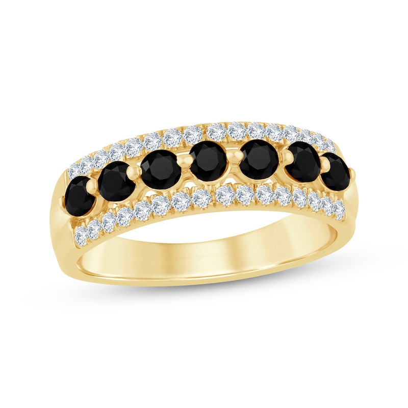 Main Image 1 of Black & White Diamond Anniversary Band 7/8 ct tw 14K Yellow Gold