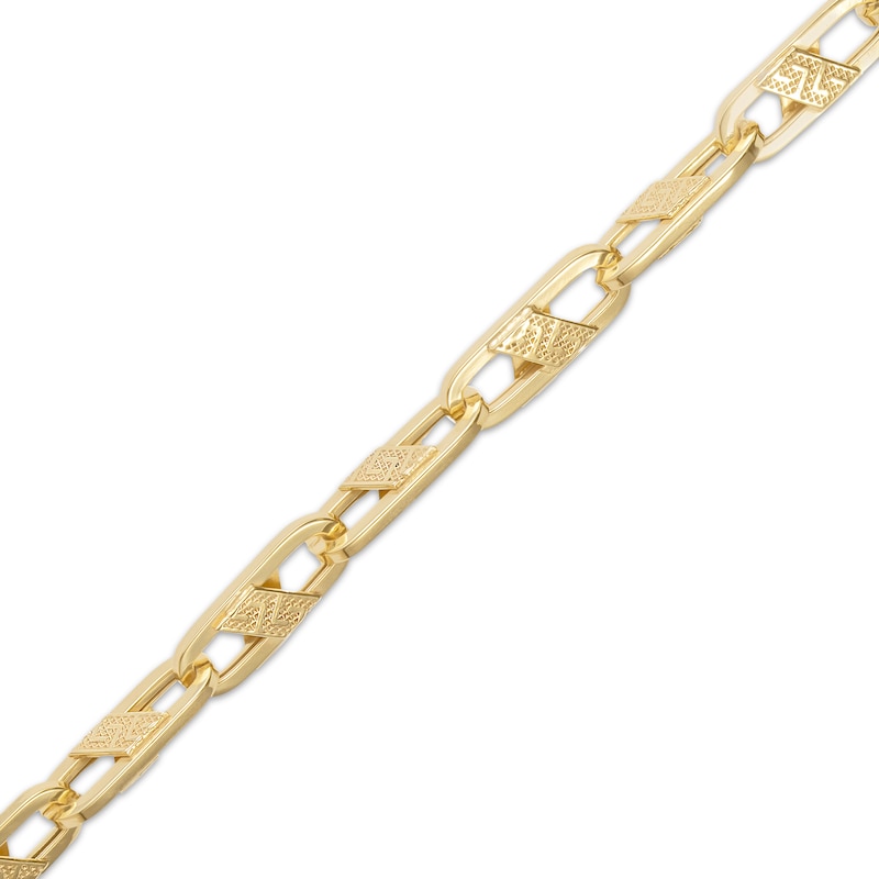 Main Image 2 of Hollow Greek Key Pattern Mariner Chain Necklace 7mm 10K Yellow Gold 22&quot;