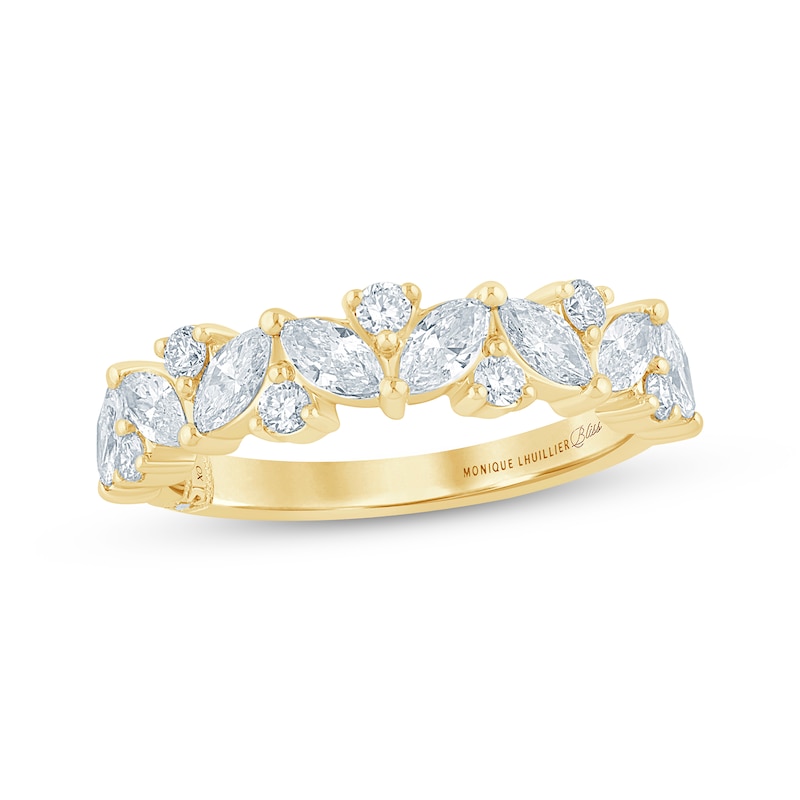 Main Image 1 of Monique Lhuillier Bliss Marquise & Round-Cut Lab-Grown Diamond Anniversary Ring 1 ct tw 18K Yellow Gold