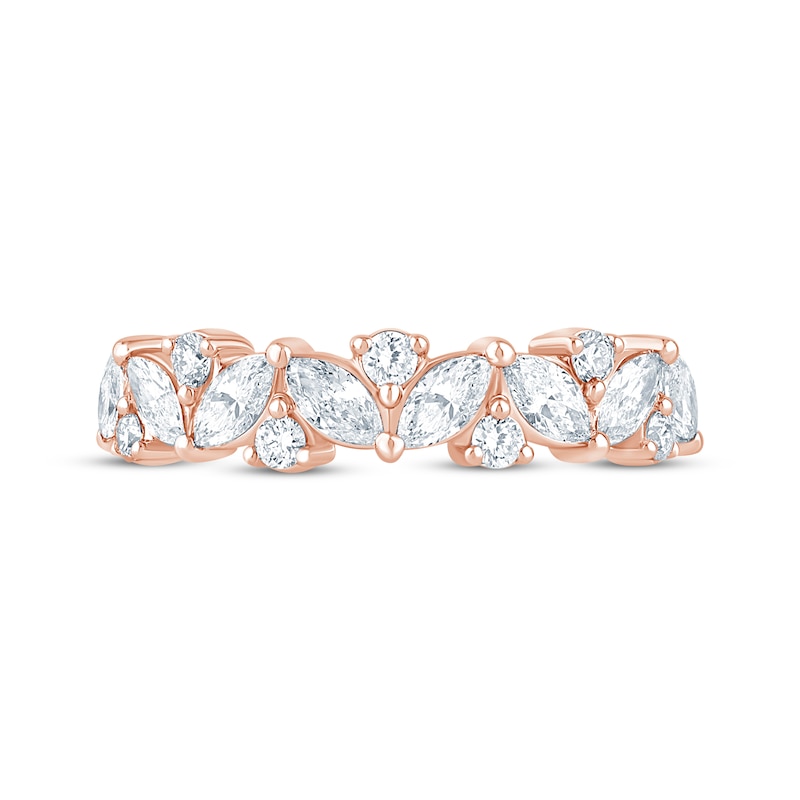 Main Image 4 of Monique Lhuillier Bliss Marquise & Round-Cut Lab-Grown Diamond Anniversary Ring 1 ct tw 18K Rose Gold