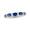 Thumbnail Image 1 of Oval-Cut Blue Sapphire & Diamond Anniversary Ring 1/8 ct tw 10K White Gold