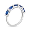 Thumbnail Image 2 of Now + Forever Oval-Cut Blue Sapphire & Diamond Anniversary Ring 1/8 ct tw 10K White Gold