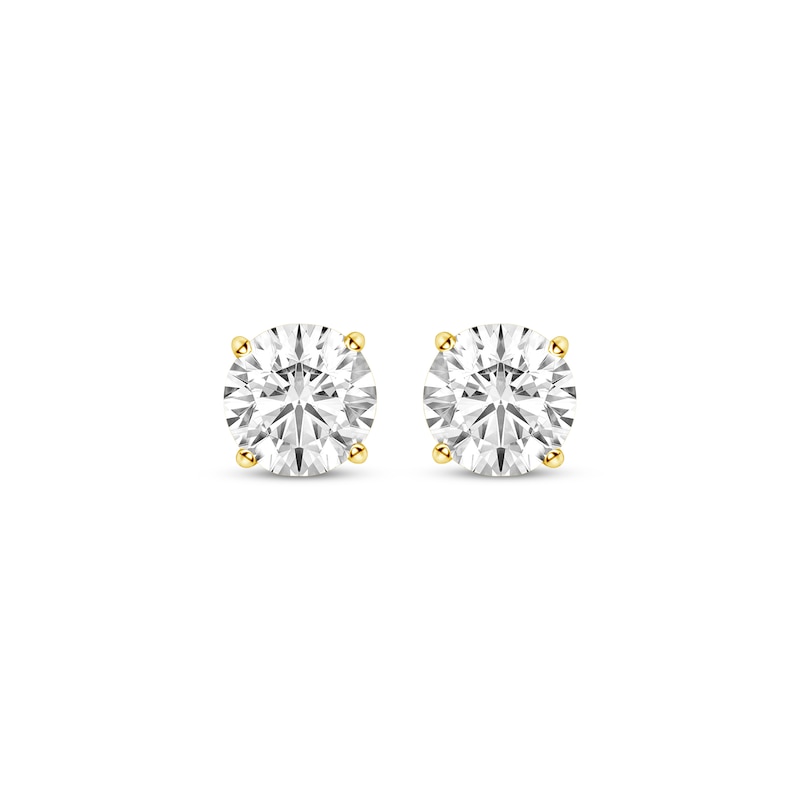 Certified Round-Cut Diamond Solitaire Stud Earrings 1 ct tw 14K Yellow ...