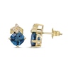 Thumbnail Image 3 of Cushion-Cut London Blue Topaz & Diamond Accent Butterfly Stud Earrings 10K Yellow Gold