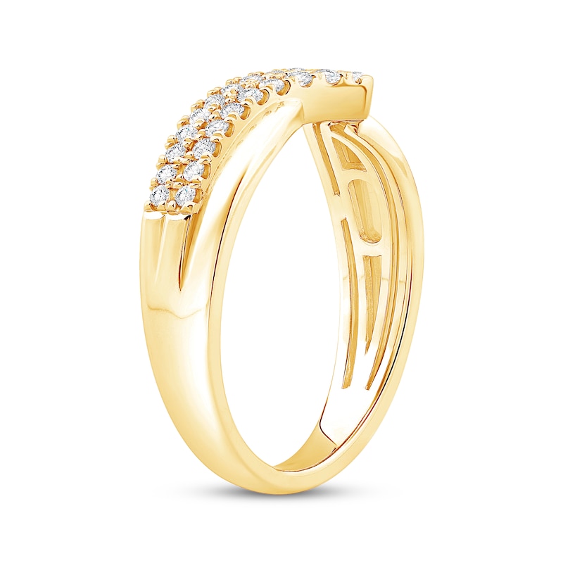 Main Image 2 of Diamond Two-Row Chevron Anniversary Ring 1/3 ct tw 14K Yellow Gold