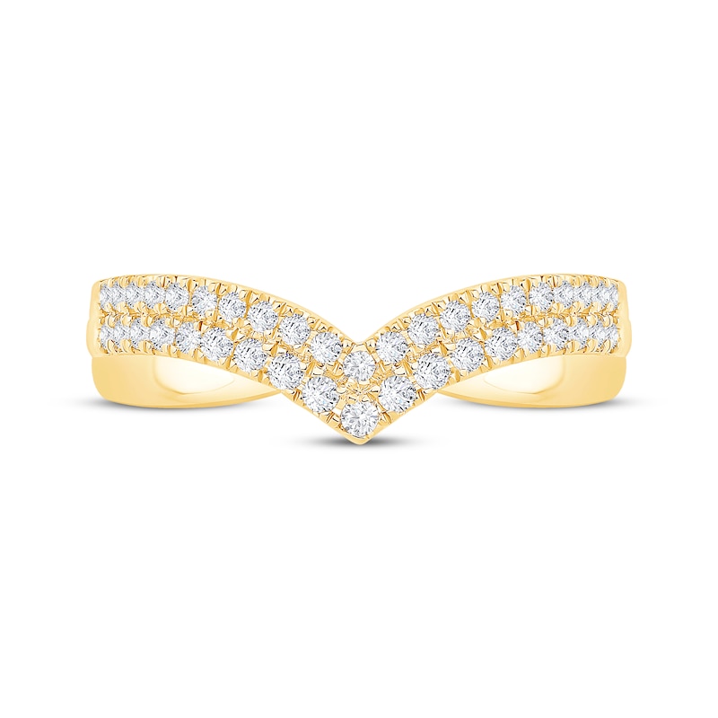 Main Image 3 of Diamond Two-Row Chevron Anniversary Ring 1/3 ct tw 14K Yellow Gold