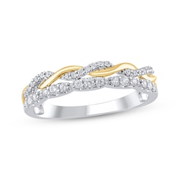 Diamond Two-Row Twist Anniversary Ring 1/4 ct tw 10K Two-Tone Gold