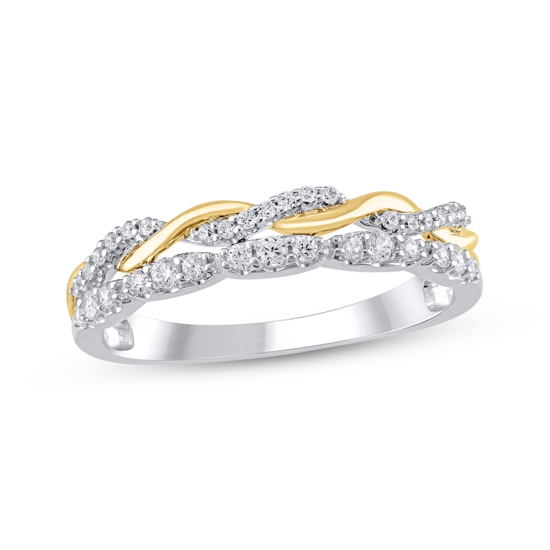 Main Image 1 of Diamond Two-Row Twist Anniversary Ring 1/4 ct tw 10K Two-Tone Gold