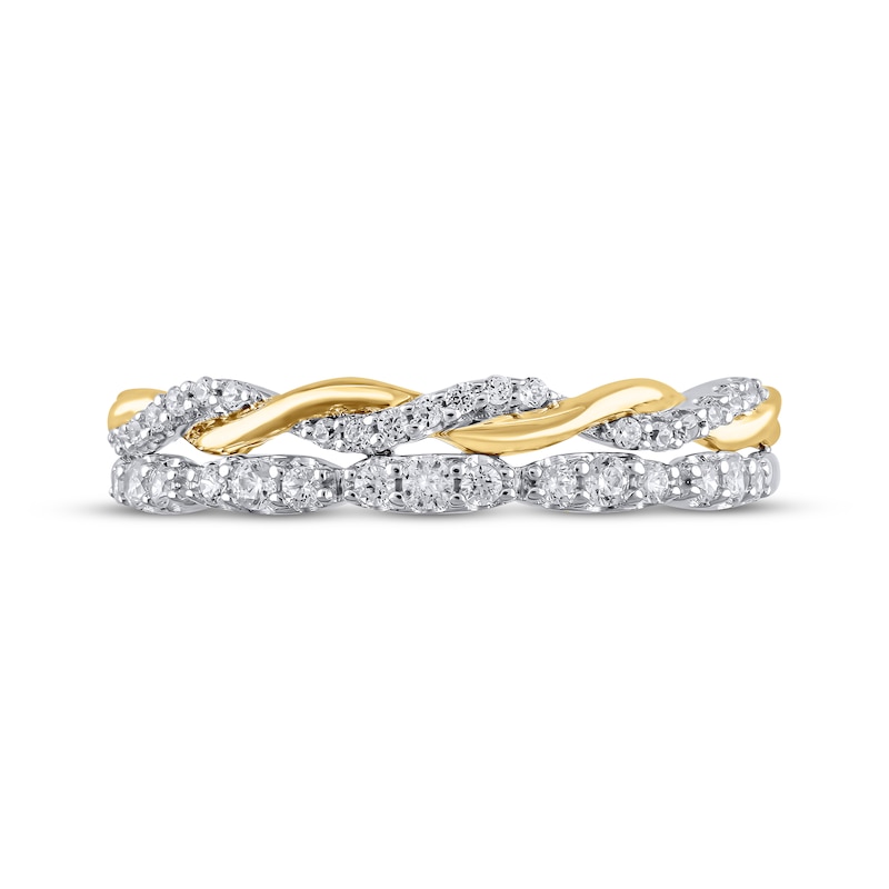 Main Image 3 of Diamond Two-Row Twist Anniversary Ring 1/4 ct tw 10K Two-Tone Gold