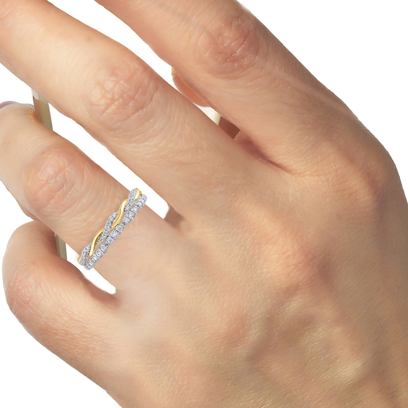 Main Image 4 of Diamond Two-Row Twist Anniversary Ring 1/4 ct tw 10K Two-Tone Gold