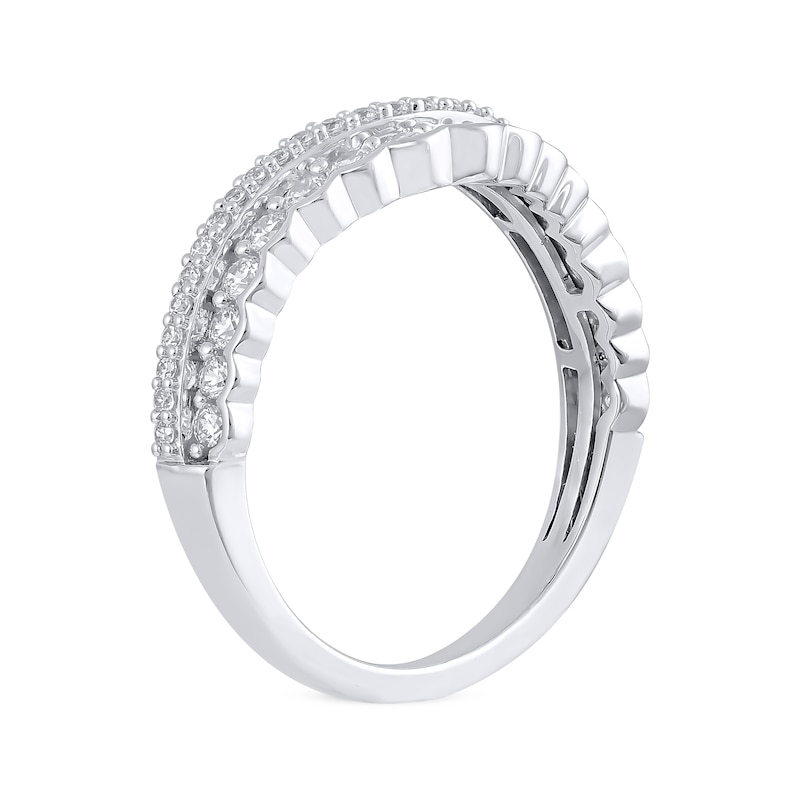 Main Image 2 of Diamond Scalloped Two-Row Anniversary Ring 1/2 ct tw 14K White Gold