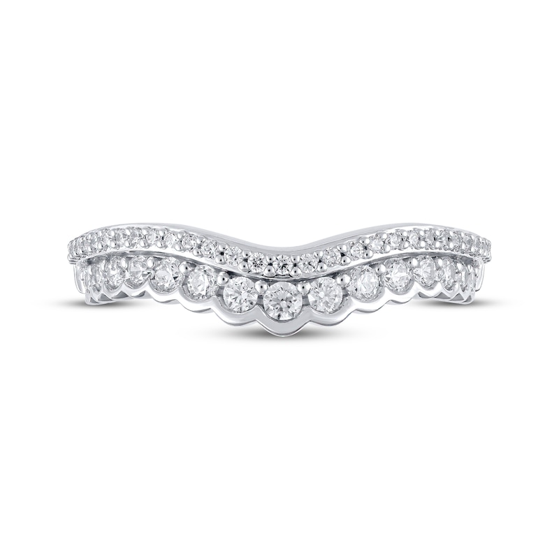 Main Image 3 of Diamond Scalloped Two-Row Anniversary Ring 1/2 ct tw 14K White Gold