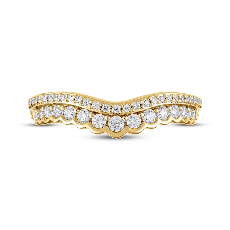 Main Image 3 of Diamond Scalloped Two-Row Anniversary Ring 1/2 ct tw 14K Yellow Gold