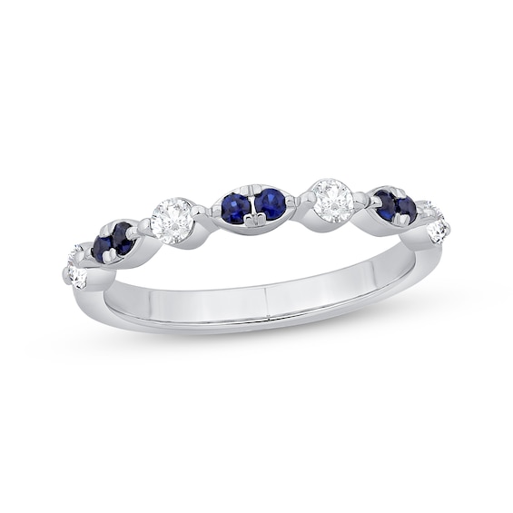 Blue Sapphire & Diamond Anniversary Ring 1/4 ct tw 10K White Gold