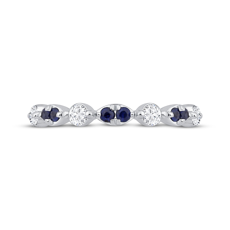 Main Image 3 of Blue Sapphire & Diamond Anniversary Ring 1/4 ct tw 10K White Gold