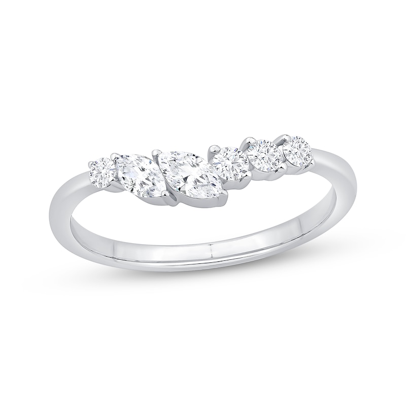 Marquise & Round-Cut Diamond Contour Anniversary Ring 3/8 ct tw 14K ...