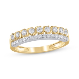 Diamond Two-Row Swirl Anniversary Ring 1/2 ct tw 14K Yellow Gold