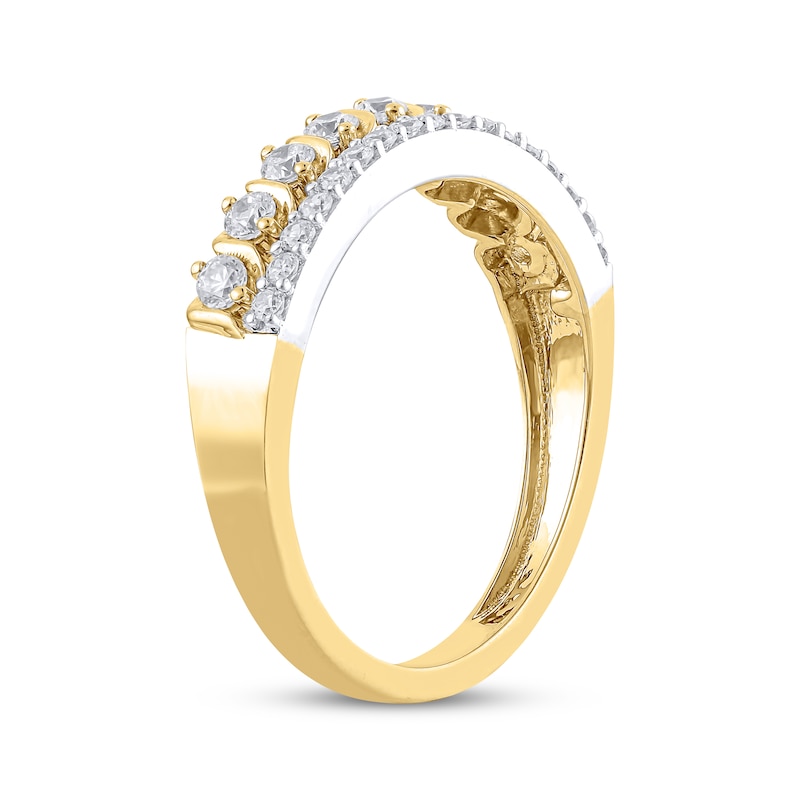 Main Image 2 of Diamond Two-Row Swirl Anniversary Ring 1/2 ct tw 14K Yellow Gold