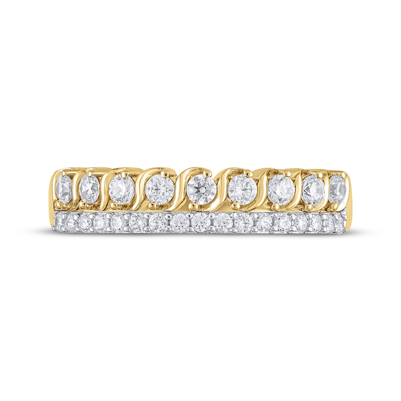 Main Image 3 of Diamond Two-Row Swirl Anniversary Ring 1/2 ct tw 14K Yellow Gold