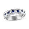 Thumbnail Image 1 of Blue Sapphire & Diamond Anniversary Ring 1/2 ct tw 14K White Gold