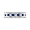 Thumbnail Image 3 of Blue Sapphire & Diamond Anniversary Ring 1/2 ct tw 14K White Gold