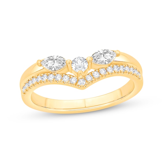 Marquise & Round-Cut Diamond Contour Anniversary Ring 1/2 ct tw 10K Yellow Gold