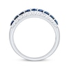 Thumbnail Image 3 of Blue Sapphire & Diamond Anniversary Ring 1/2 ct tw 10K White Gold