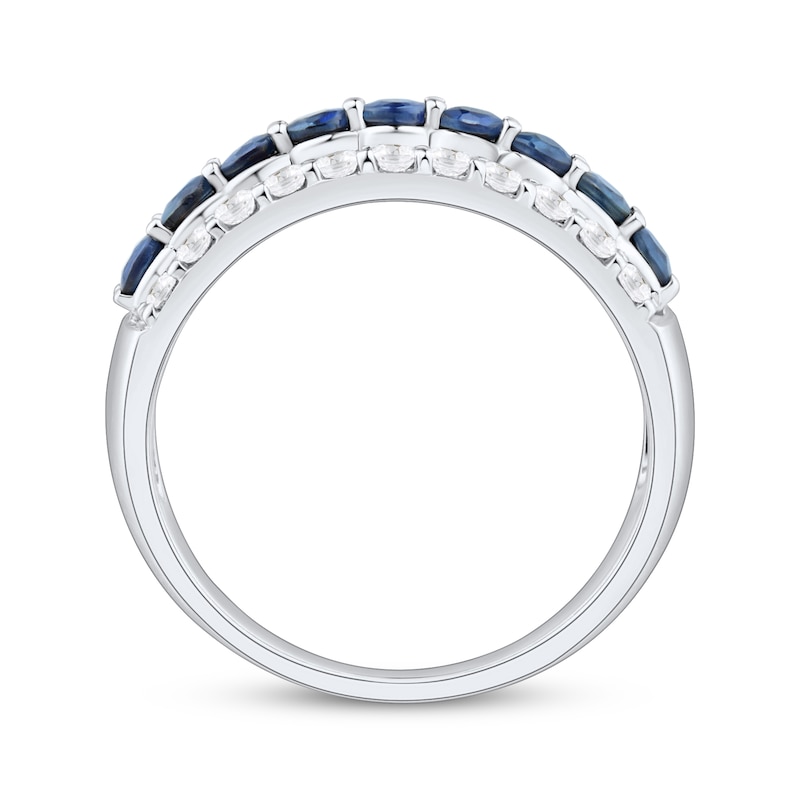 Main Image 3 of Blue Sapphire & Diamond Anniversary Ring 1/2 ct tw 10K White Gold